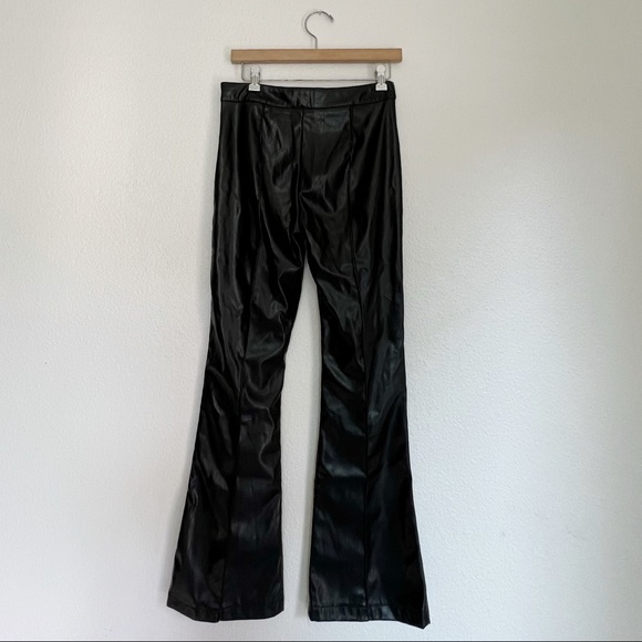 PRINCESS POLLY Black Vegan Leather Wide Leg Pants in Black SZ 6 - Picture 9 of 13